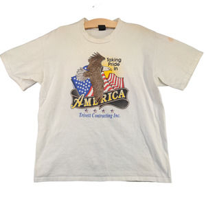 Classic Platinum Men's Patriotic T-Shirt White XL Short Sleeve Vintage Made USA